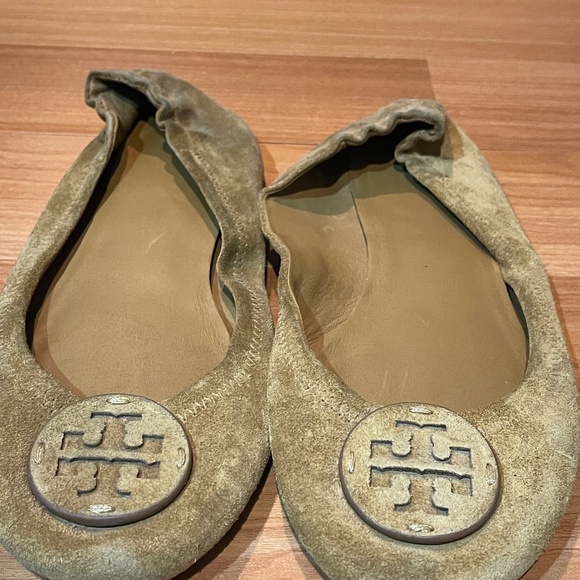 Tory Burch Minnie Travel Ballet Flats – Dark Tiramisu Cognac Suede – Size 9 - Picture 3 of 8